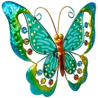 Green Metal Butterfly Outdoor Wall Plaque
