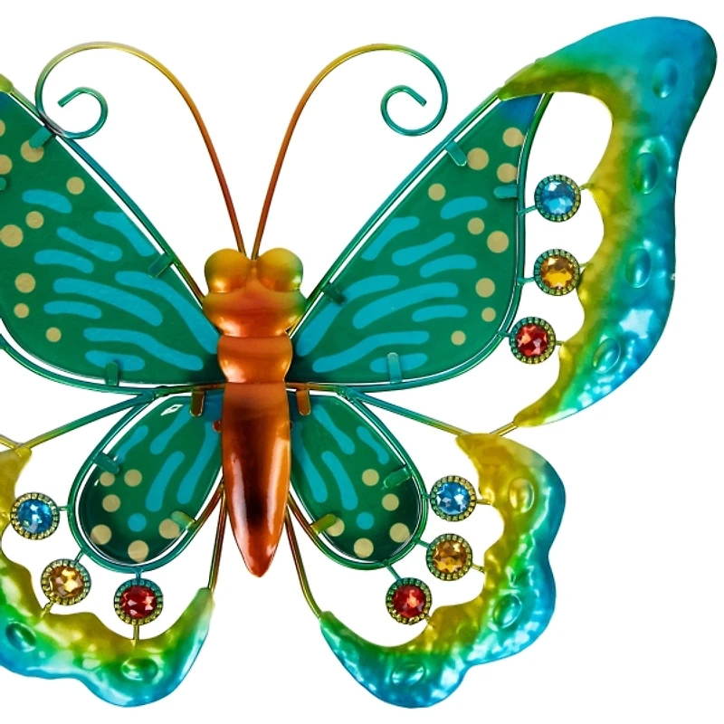 Green Metal Butterfly Outdoor Wall Plaque