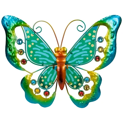 Green Metal Butterfly Outdoor Wall Plaque