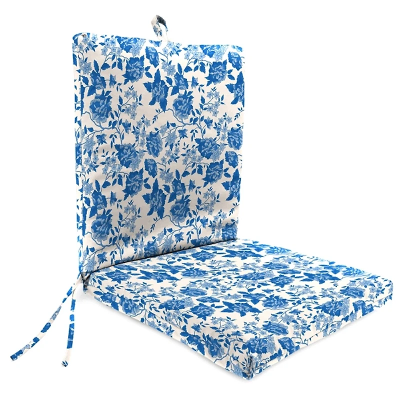 Blue Wetland Floral Outdoor Chair Cushion