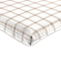Beige and White Plaid Outdoor Chair Cushion