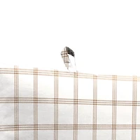 Beige and White Plaid Outdoor Chair Cushion