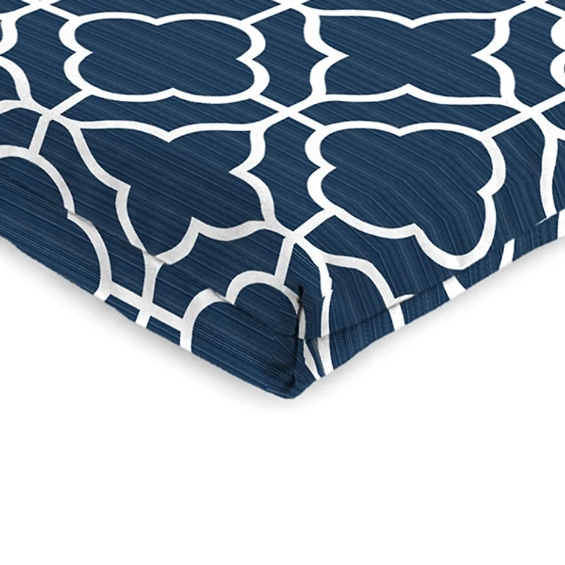 Ocean Blue Quatrefoil Outdoor Chair Cushion