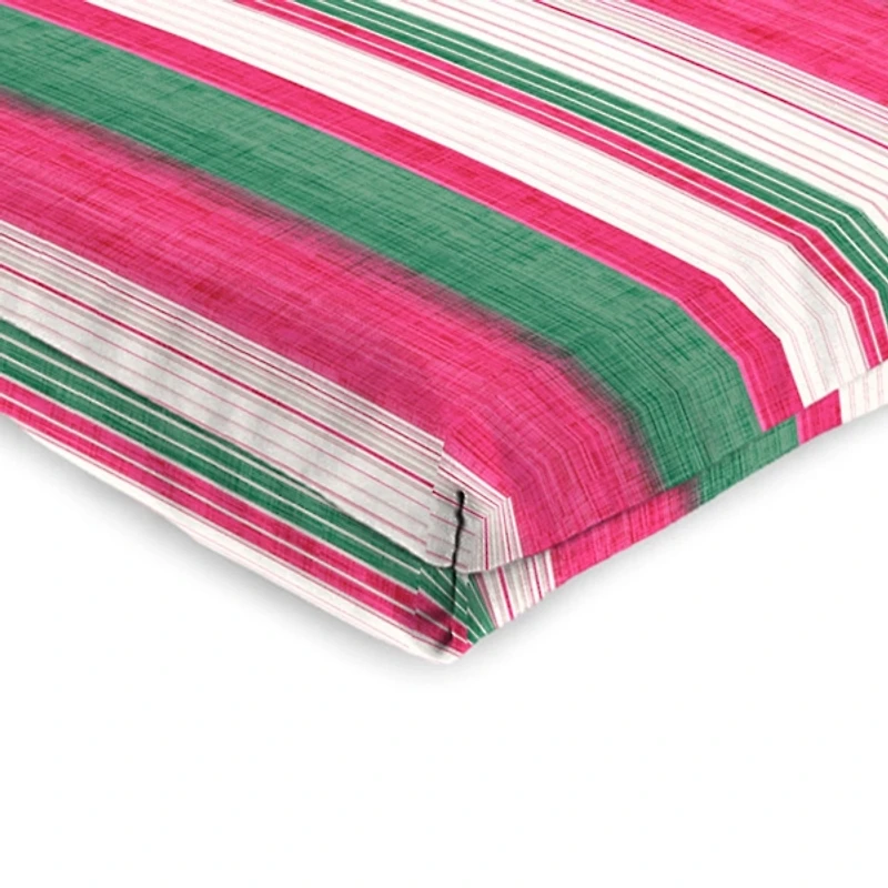 Pink and Green Striped Outdoor Chair Cushion