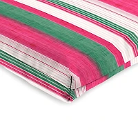 Pink and Green Striped Outdoor Chair Cushion