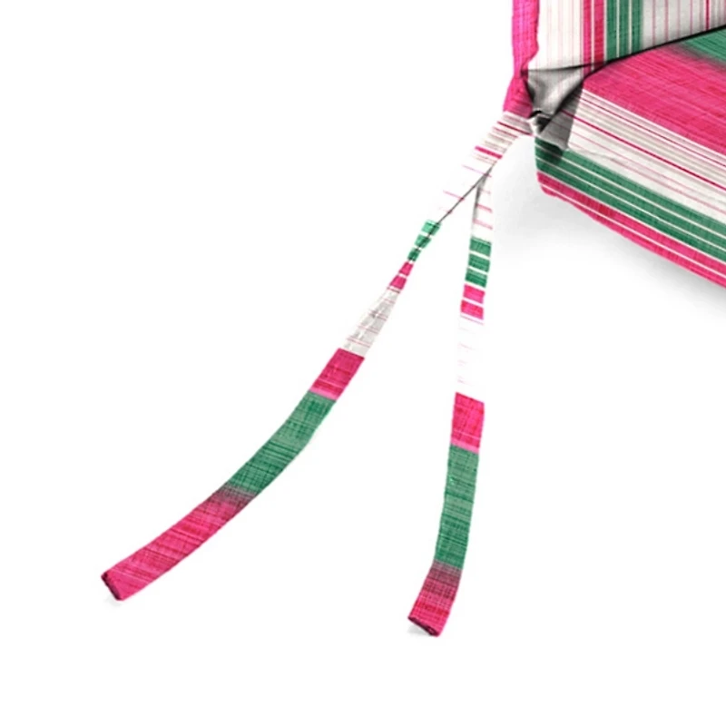 Pink and Green Striped Outdoor Chair Cushion