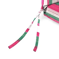 Pink and Green Striped Outdoor Chair Cushion