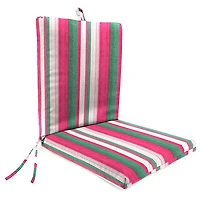 Pink and Green Striped Outdoor Chair Cushion