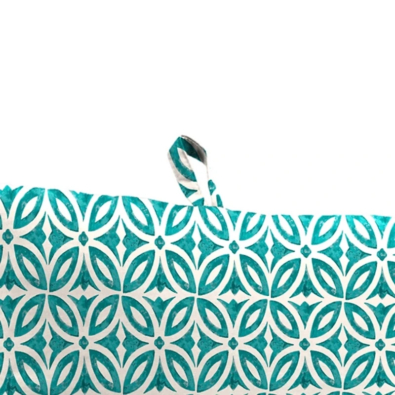 Teal Geometric Outdoor Chair Cushion
