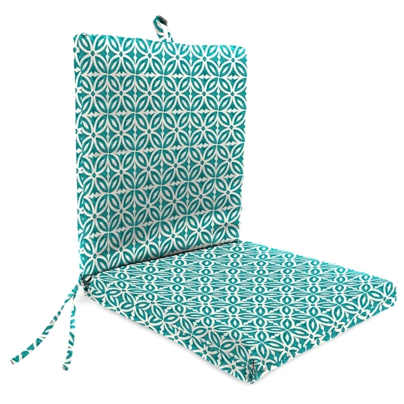 Teal Geometric Outdoor Chair Cushion