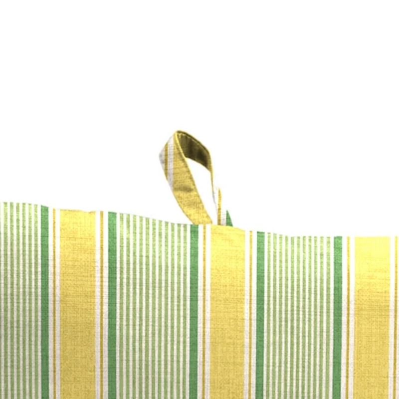 Yellow and Green Stripe Outdoor Chair Cushion