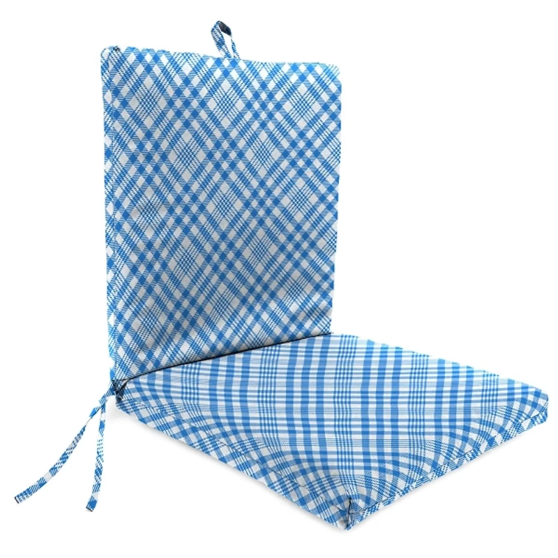 Blue Wetland Plaid Outdoor Chair Cushion
