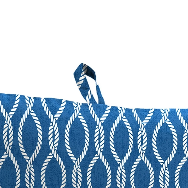 Navy Wavy Lattice Outdoor Chair Cushion