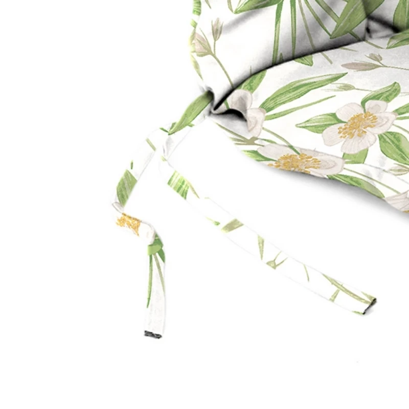 Cream Floral Outdoor Wrought Iron Chair Cushion