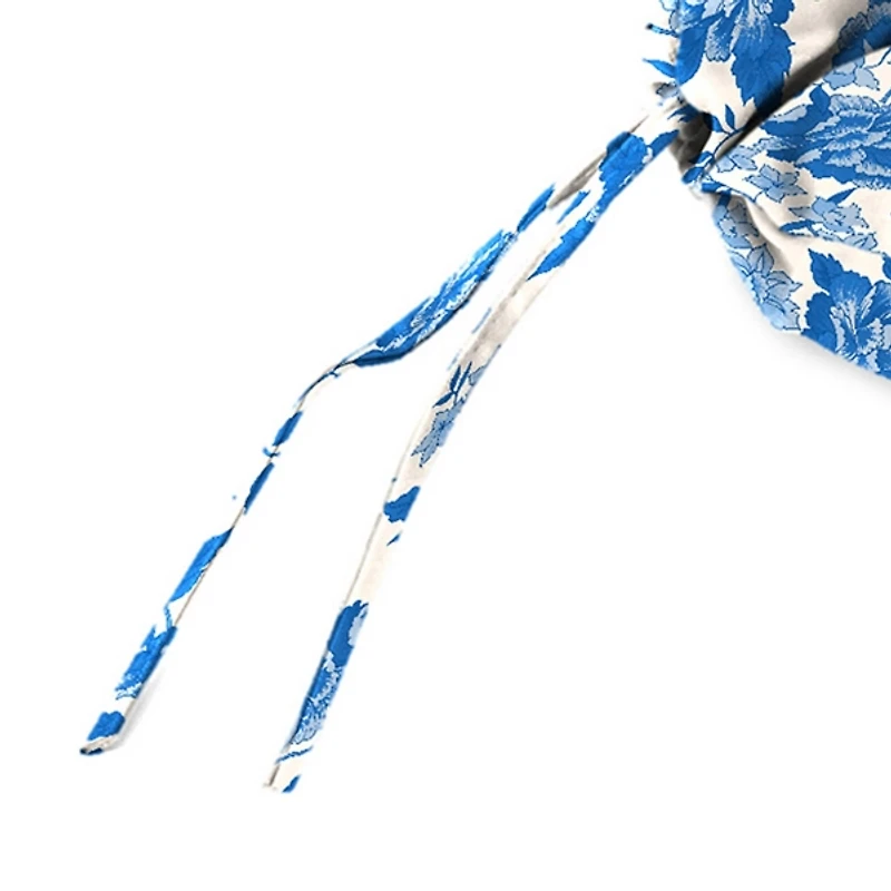 Blue Wetland Floral Outdoor Chair Cushion, 22x45