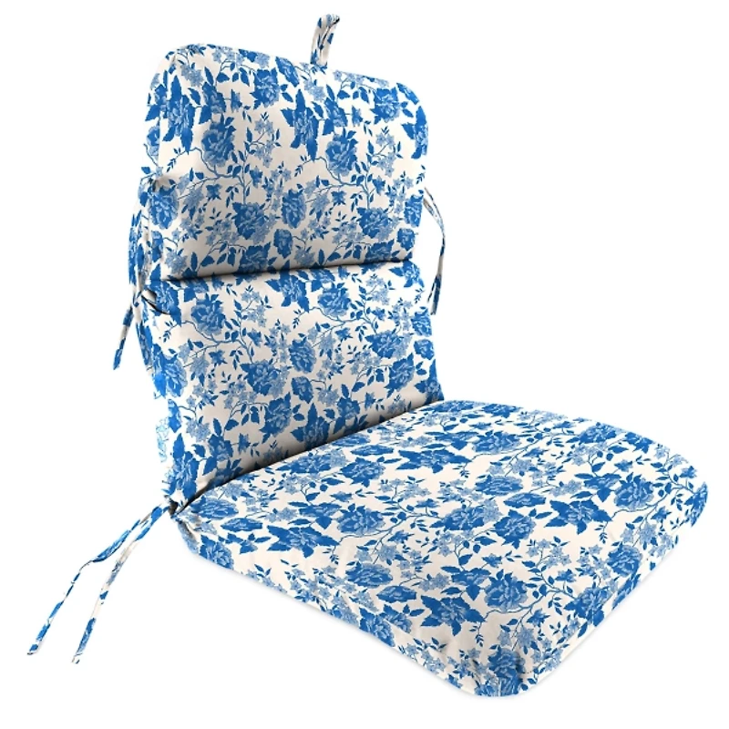 Blue Wetland Floral Outdoor Chair Cushion, 22x45