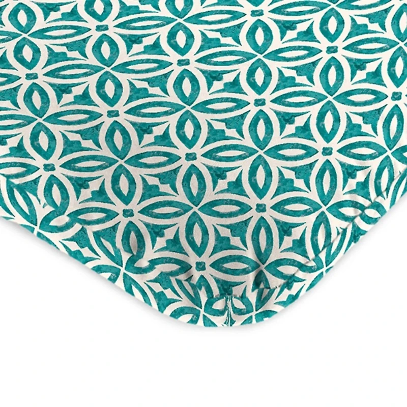 Teal Geometric Outdoor Chair Cushion, 22x45
