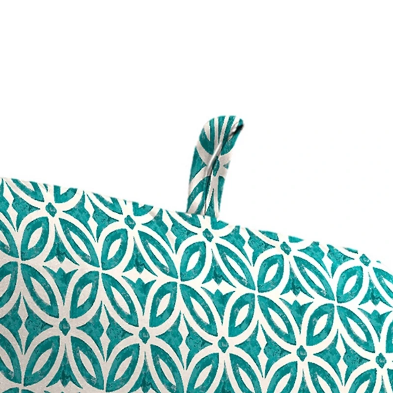 Teal Geometric Outdoor Chair Cushion, 22x45