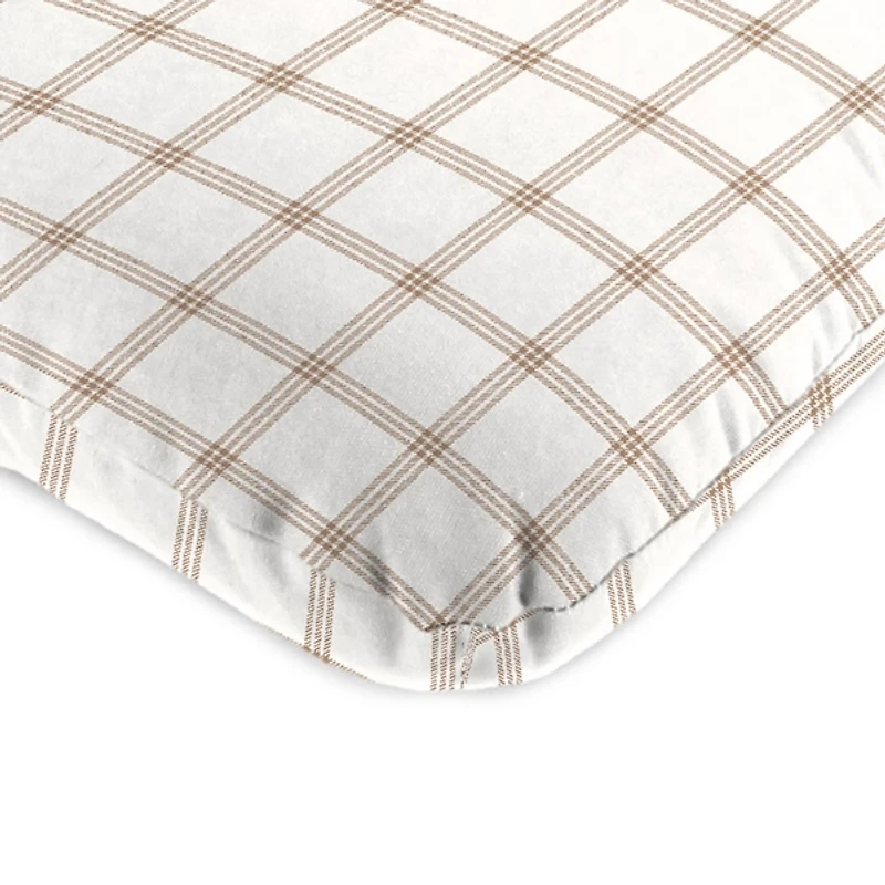 Beige and White Plaid Outdoor Chair Cushion, 22x45