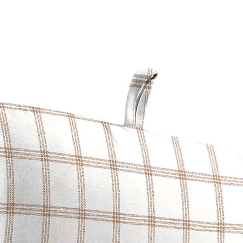 Beige and White Plaid Outdoor Chair Cushion, 22x45