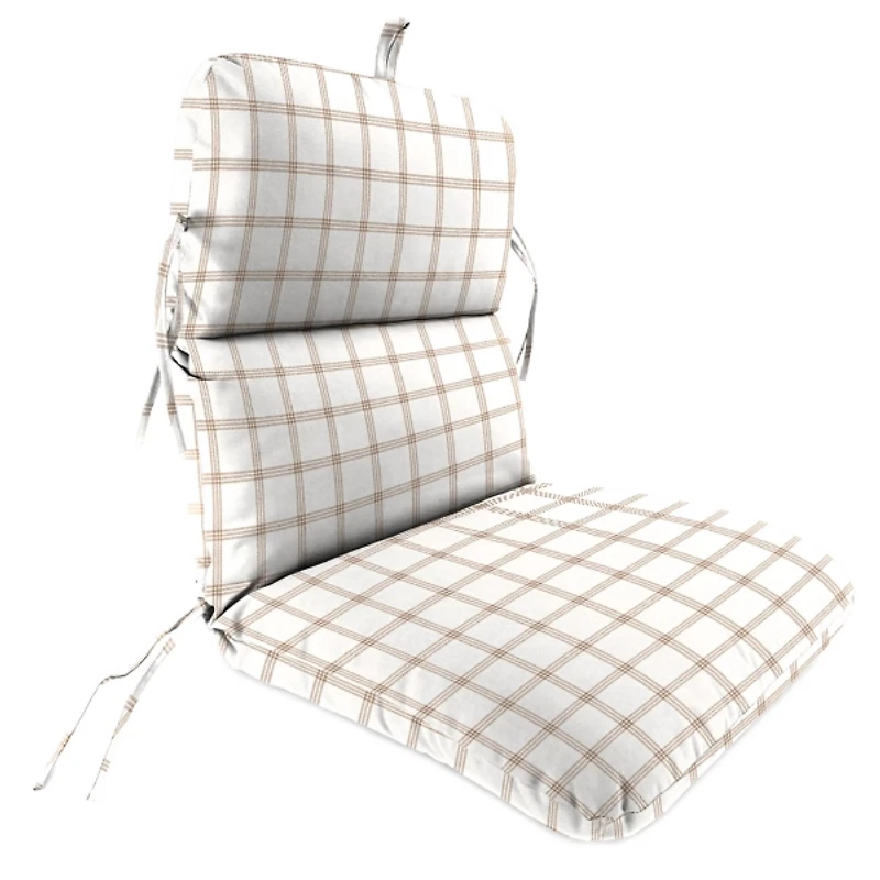 Beige and White Plaid Outdoor Chair Cushion, 22x45