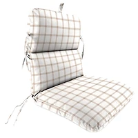 Beige and White Plaid Outdoor Chair Cushion, 22x45