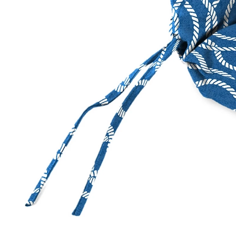 Navy Wavy Lattice Outdoor Chair Cushion, 22x45