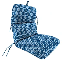 Navy Wavy Lattice Outdoor Chair Cushion, 22x45