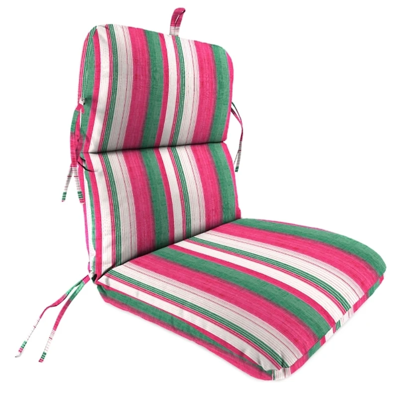 Pink & Green Striped Outdoor Chair Cushion, 22x45