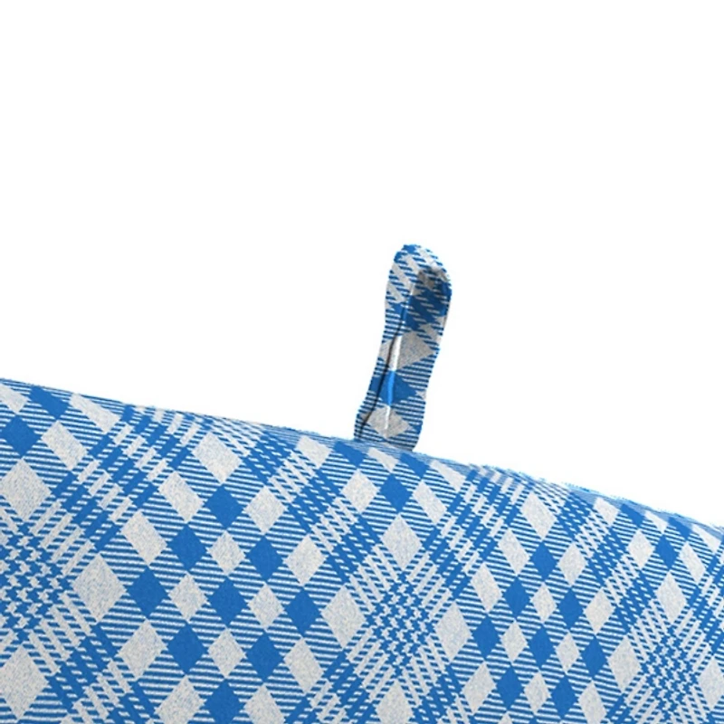 Wetland Blue Plaid Outdoor Chair Cushion with Ties