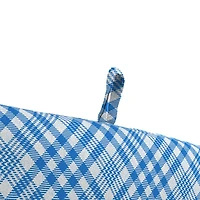 Wetland Blue Plaid Outdoor Chair Cushion with Ties