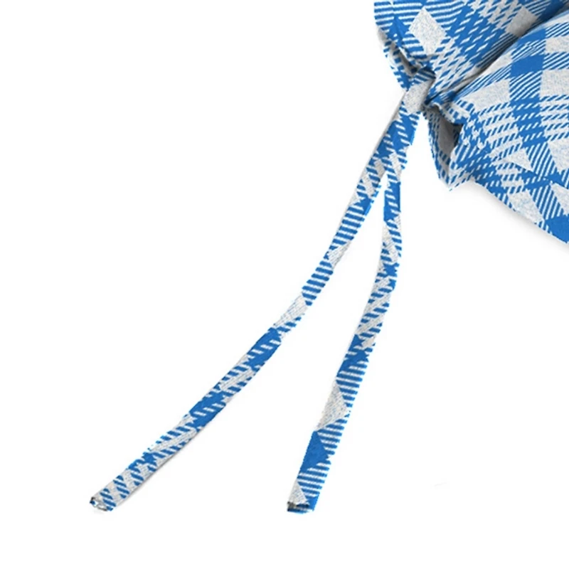 Wetland Blue Plaid Outdoor Chair Cushion with Ties
