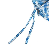 Wetland Blue Plaid Outdoor Chair Cushion with Ties