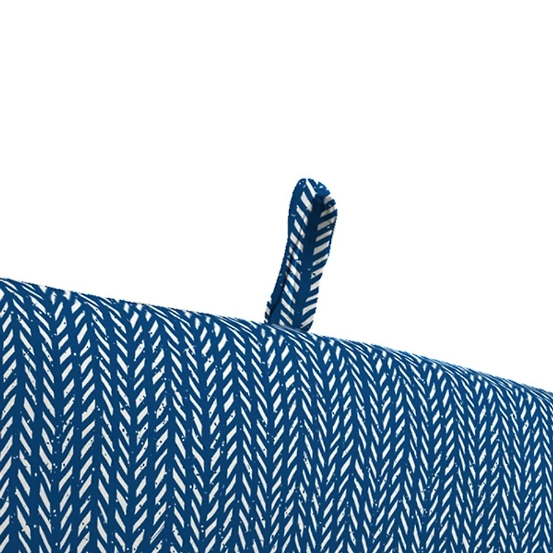 Navy Blue Dash Outdoor Chair Cushion with Ties