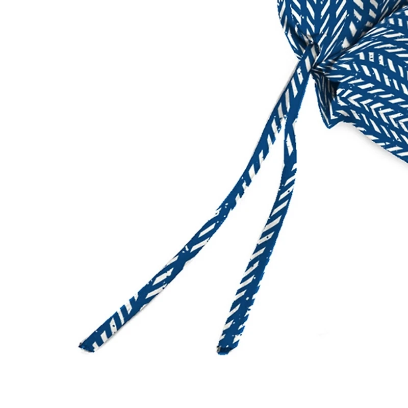 Navy Blue Dash Outdoor Chair Cushion with Ties