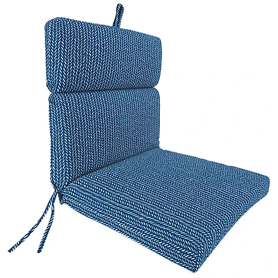 Navy Blue Dash Outdoor Chair Cushion with Ties