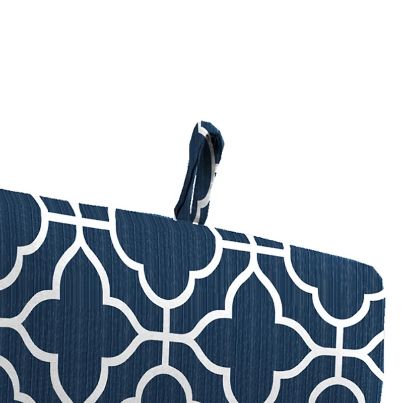 Ocean Blue Quatrefoil Outdoor Chair Cushion