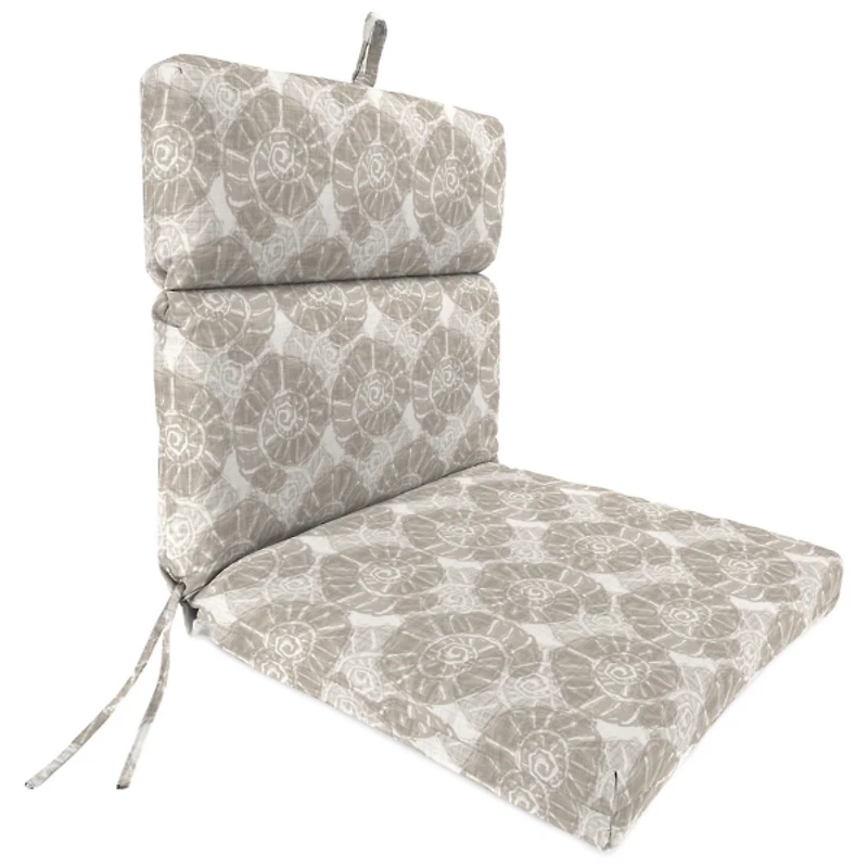 Taupe Conch Shell Outdoor Chair Cushion with Ties