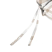 Beige Plaid Outdoor Chair Cushion with Ties