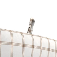 Beige Plaid Outdoor Chair Cushion with Ties