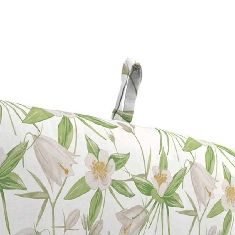 Cream Floral Outdoor Chair Cushion with Ties