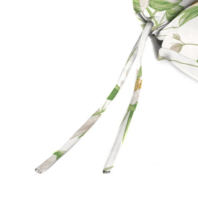 Cream Floral Outdoor Chair Cushion with Ties