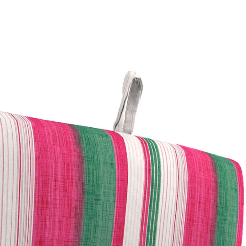 Pink & Green Stripe Outdoor Chair Cushion