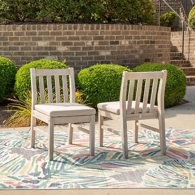 Whitewash Teagon Armless Outdoor Chairs, Set of 2