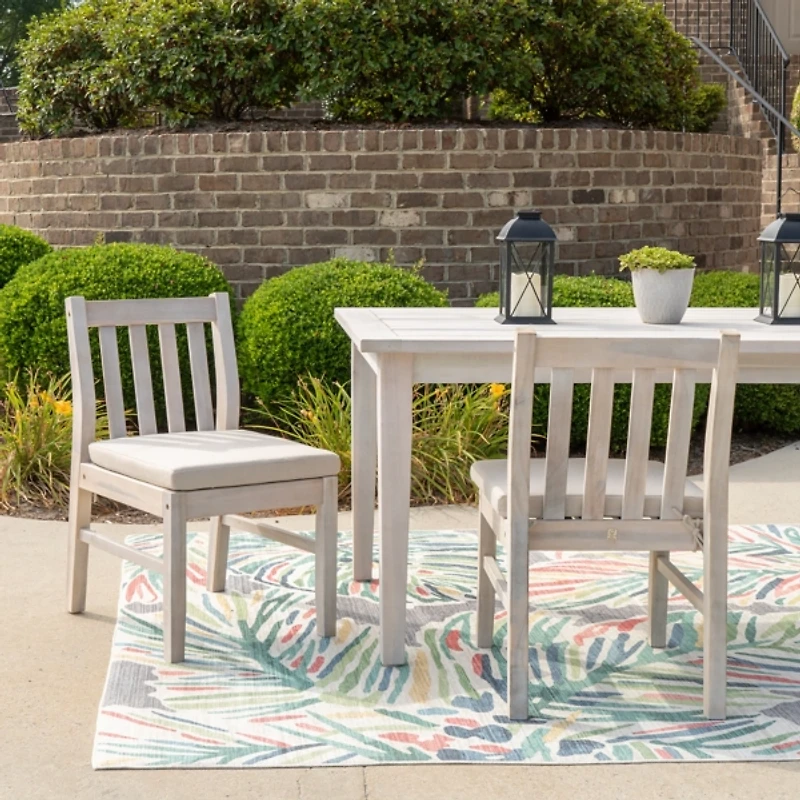 Whitewash Teagon Armless Outdoor Chairs, Set of 2