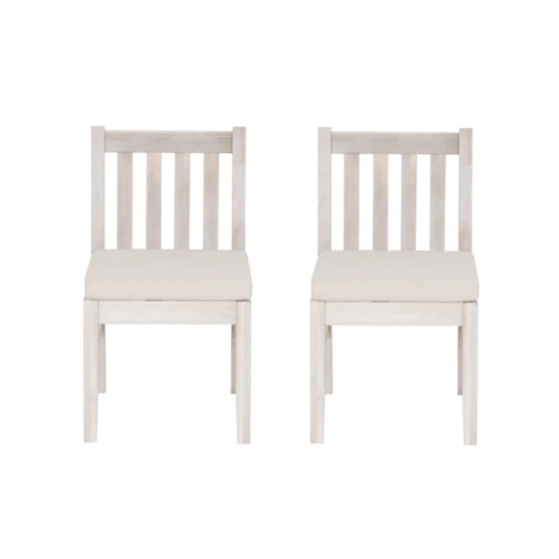 Whitewash Teagon Armless Outdoor Chairs, Set of 2