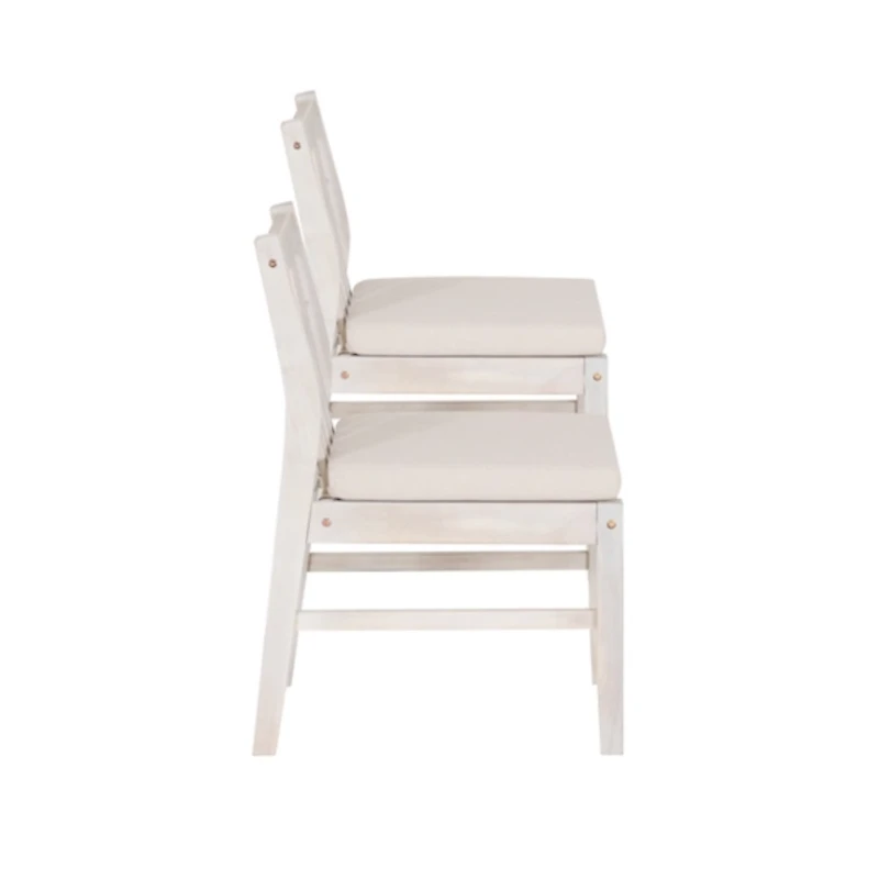 Whitewash Teagon Armless Outdoor Chairs, Set of 2
