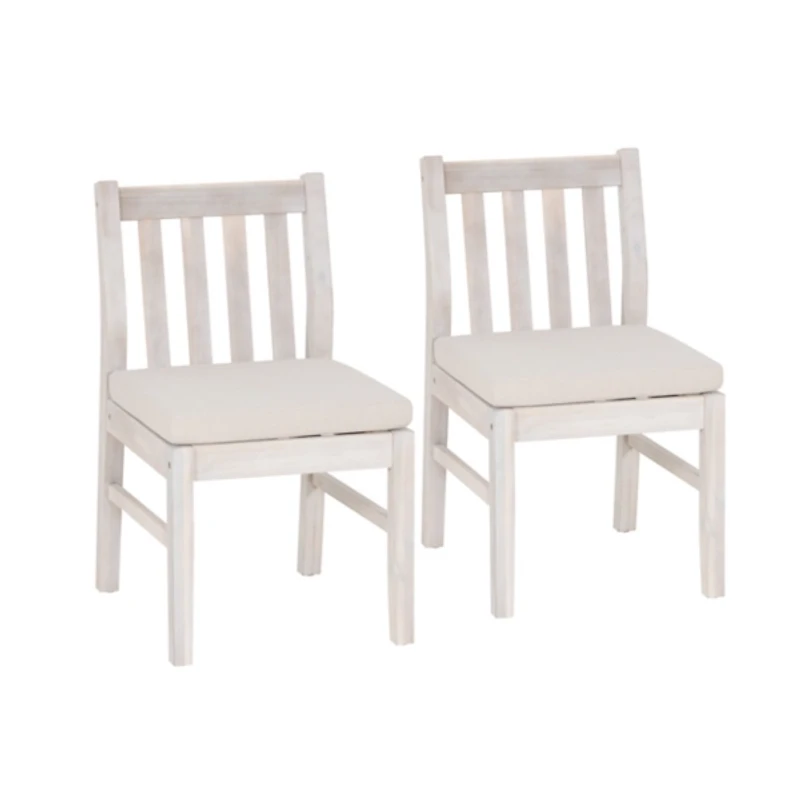 Whitewash Teagon Armless Outdoor Chairs, Set of 2