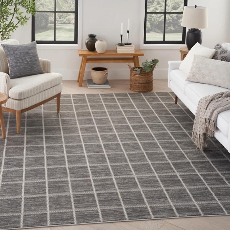 Serenity Geometric Grid Area Rug