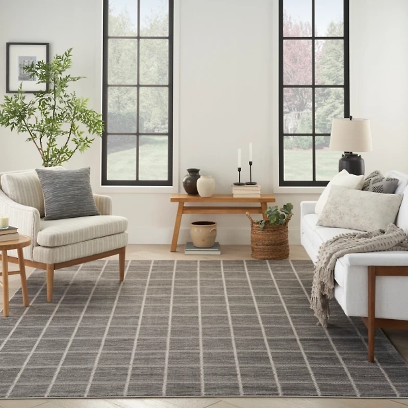 Serenity Geometric Grid Area Rug